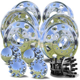 22" Polished Aluminum Wheels w/ Adapter Kit and Chrome Caps (Ford F350 1984-1997)